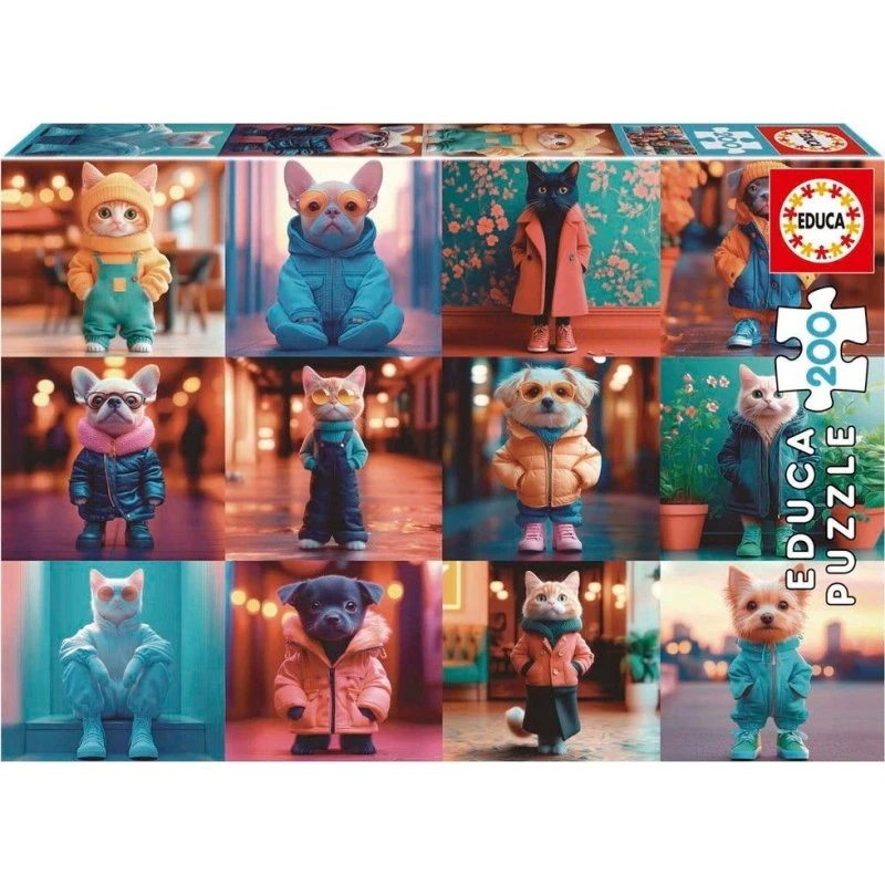 Educa Fashion Animals 200 Brikker - Puslespil med Dyr