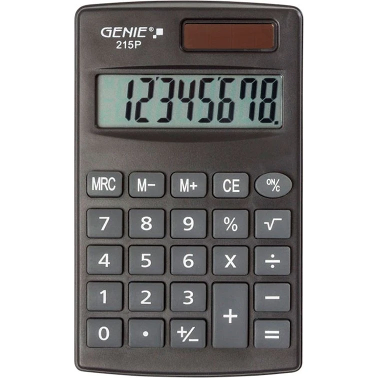 Genie 215 P Lommebasis, 8 Cifre, Sort