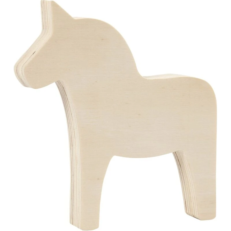 Uden mærke Hest i krydsfiner 13x12 cm (lyst træ)