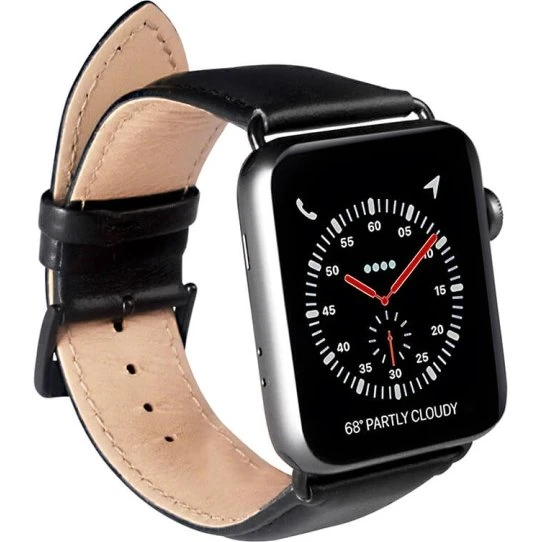 Buffalo Læderarmbånd Sort til Apple Watch 38/40/41mm