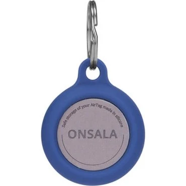 Onsala Airtag Holder Silikone Blå med Nøglering