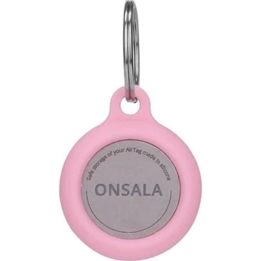 Onsala Airtag Holder Silikone Rosa med Nøglering