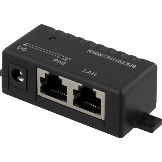 Deltaco Passive Gigabit PoE Injector 48W, Sort