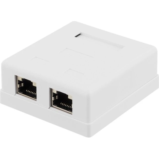 Deltaco Shielded Network Socket Cat6 2xRJ45 Hvid