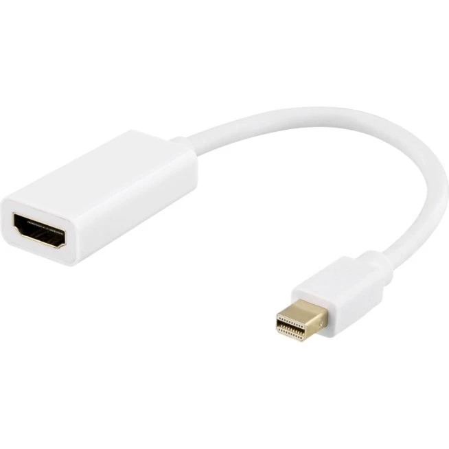 Deltaco Mini DisplayPort til HDMI Adapter 4K, 0,2 m, hvid