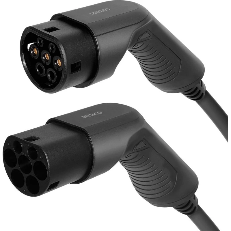 Deltaco e-Charge Type 2/Type 2 10 m, 3-fase, sort