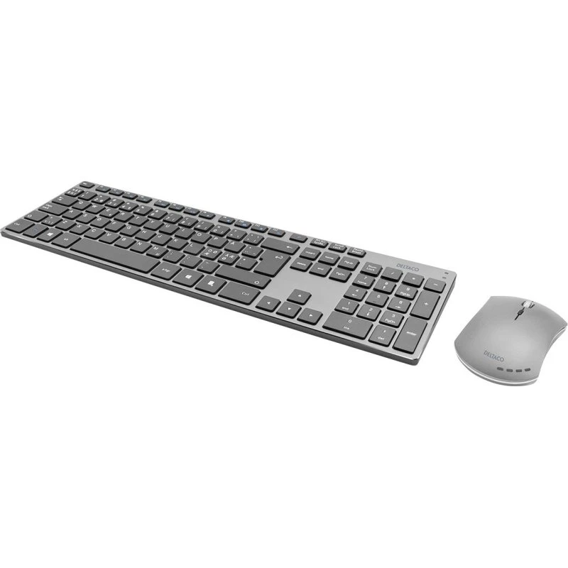 Deltaco Trådløst Tastatur og Mus Aluminium (Genopladelig)