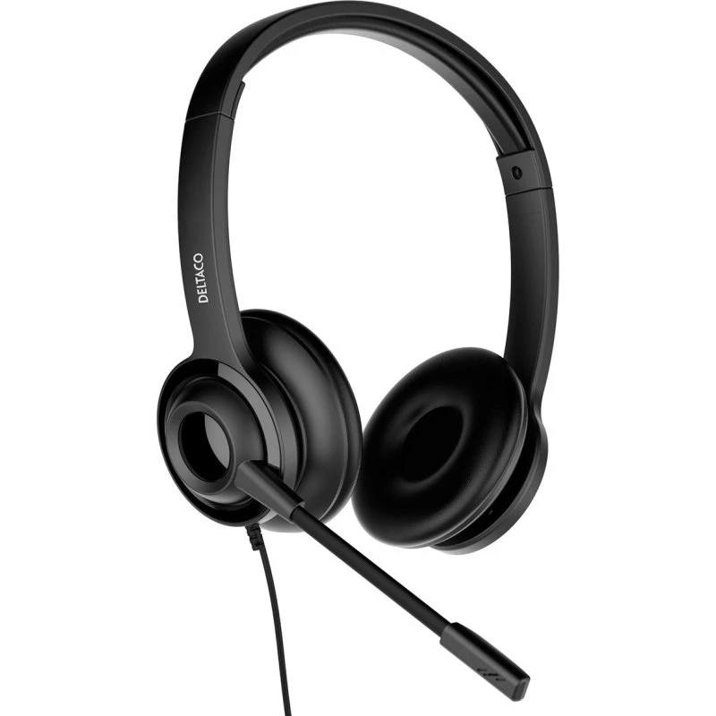 Deltaco Office Headset Sort med Mikrofon