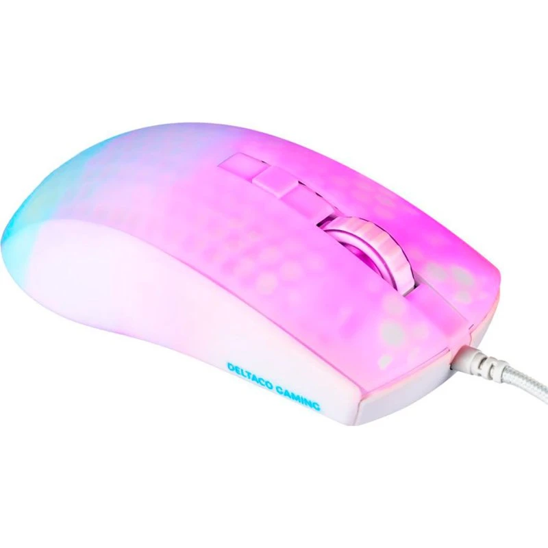 Deltaco GAMING DM310 Transparent RGB Ultralight Gaming Mus Hvid