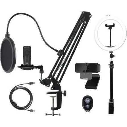 Deltaco GAM-170 Streaming Kit – Mikrofon, Webcam, Ringlys