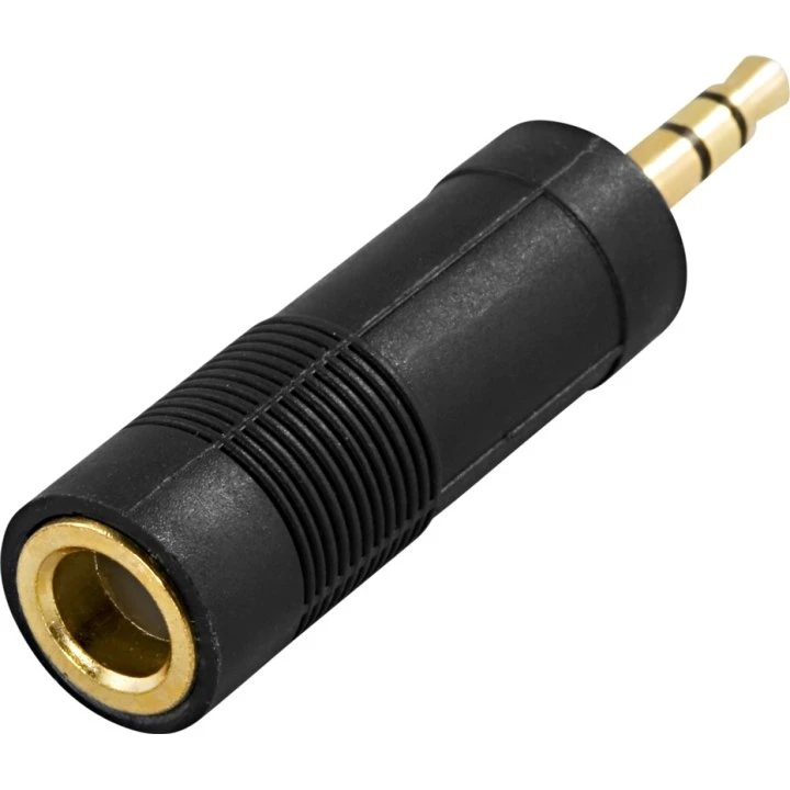 DELTACO 6,3mm hun - 3,5mm stereo han adapter