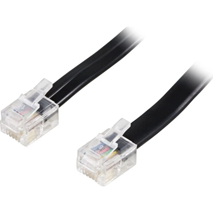 DELTACO modulkabel 6P6C RJ12 til RJ12, 5m, sort