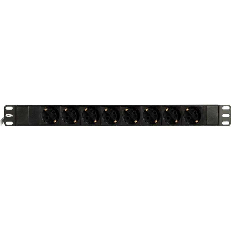 Deltaco Strømskinne 8xCEE 7/4 + 1xCEE 7/7, 2m, sort, 19" 1U