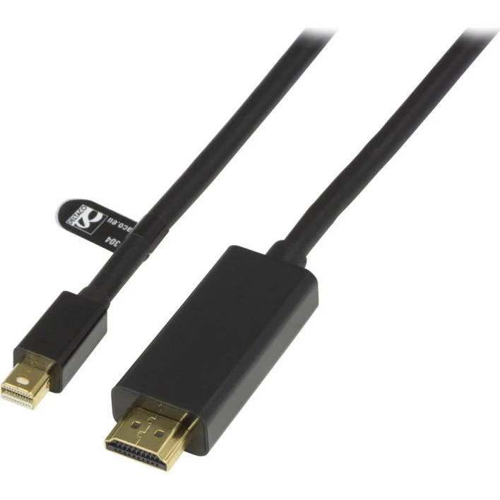 Deltaco mini DisplayPort til HDMI-kabel med lyd, 1m, sort