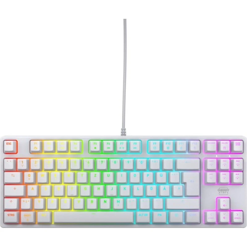 Cherry XTRFY K4V2 TKL Mekanisk Tastatur, Hvid, RGB, Tysk (QWERTZ)