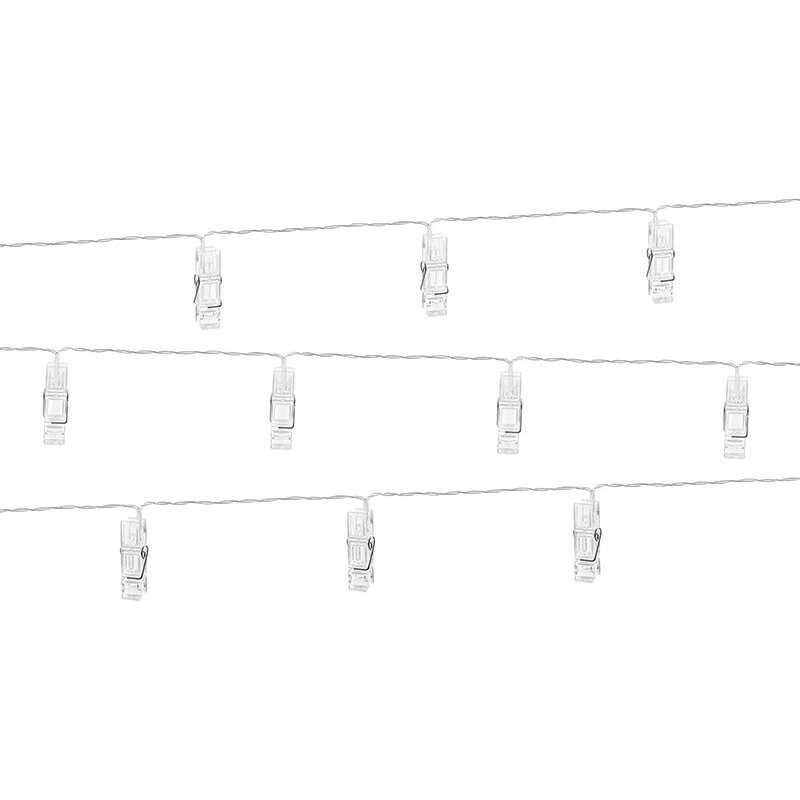 LED Lyskæde 1,4 m med klemmer, varm hvid (10 clips)