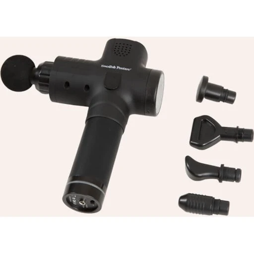 Swedish Posture Massagepistol 20 hastigheder, 6 hoveder, sort