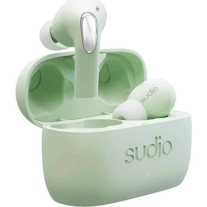 Sudio E2 Earbuds Grøn – Hybrid ANC, Spatial Audio, IPX4, Bluetooth 5.2