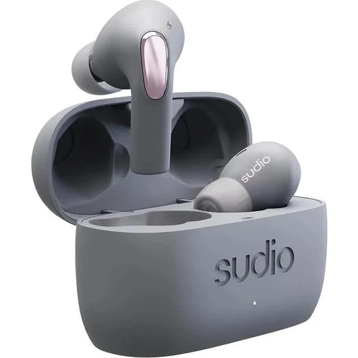Sudio E2 Earbuds, Grå, Hybrid ANC, Bluetooth 5.2