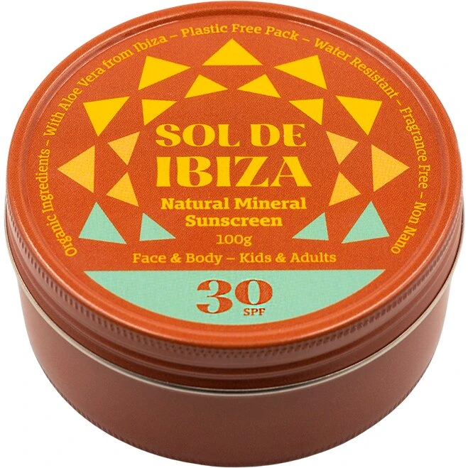 Sol de Ibiza Solcreme SPF30 100 g – mineralsk, plastikfri