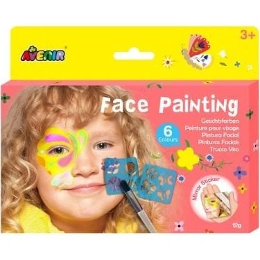 Avenir Ansigtsmaling (58BTS236030) – Coral Box med 6 Farver og Stencils