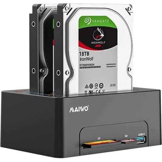Maiwo K3082CR USB-C 3.1 Dockingstation til 2 HDD/SSD, op til 14TB