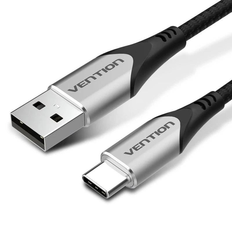 Vention USB-C kabel 2 m, 3 A, flettet nylon, grå