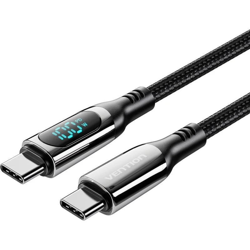 Vention USB-C kabel 100 W med LED, 1,2 m, flettet
