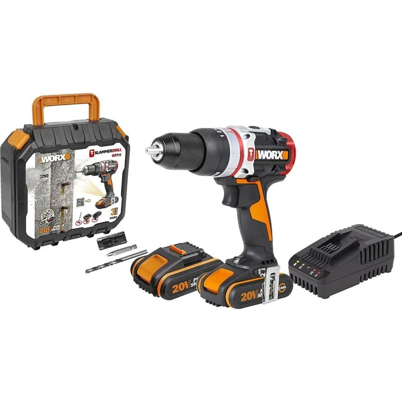 Worx WX354 Borehammer 20V, børsteløs, 2x2.0Ah