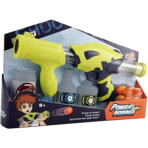 GA-Legetøj Power Popper Legetøjspistol, 35 cm, 12 Skumbolde