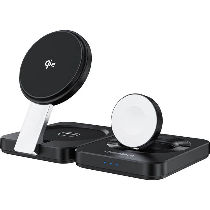 Choetech Foldable 3-in-1 Qi2 Magnetisk Oplader, Sort