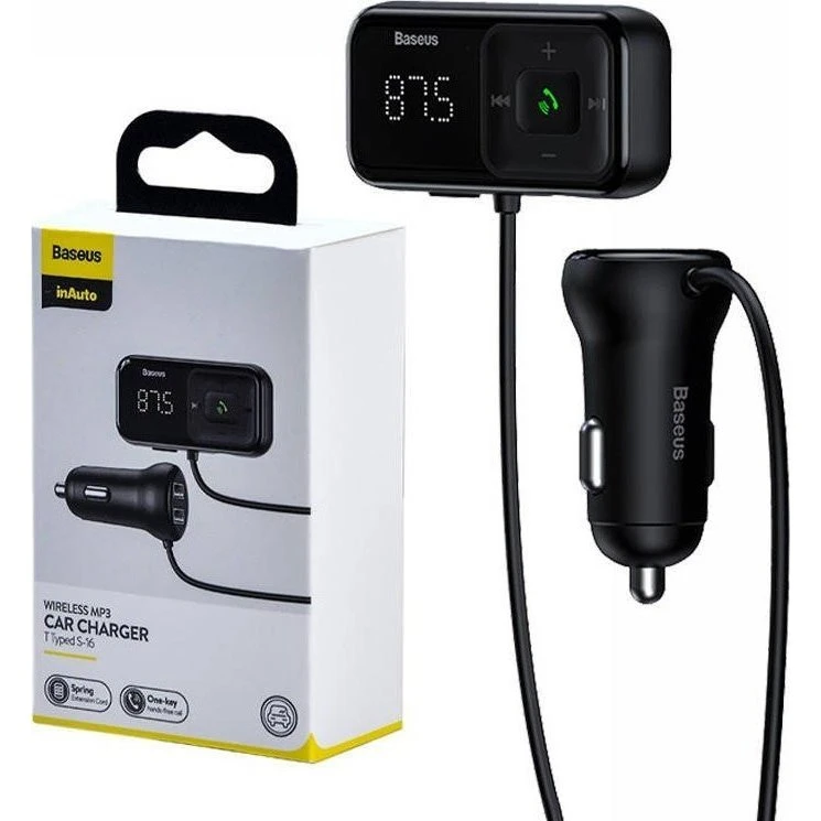Baseus S-16 Bluetooth FM-Transmitter, Sort