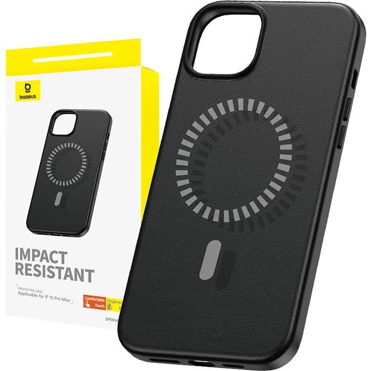 Baseus Fauxther Magnetisk Case til iPhone 15 Pro Max (Sort)