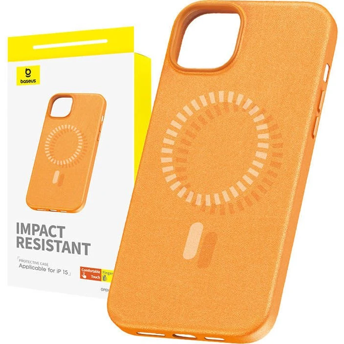 Baseus Fauxther Magnetisk Cover til iPhone 15 (PU) Orange