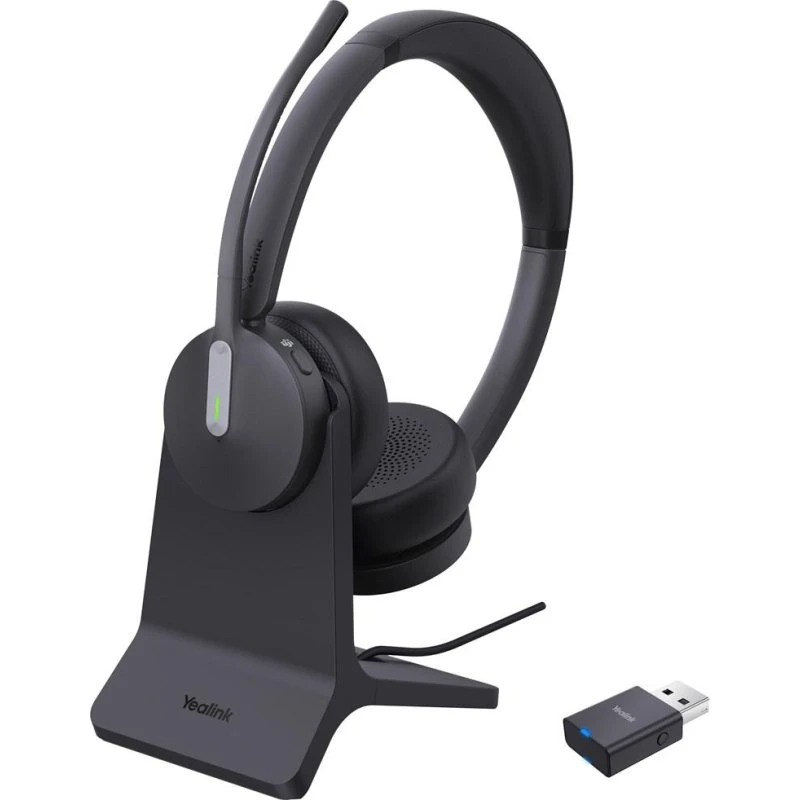 Yealink WH64 Hybrid Dual Trådløst Headset med Ladestand, Sort