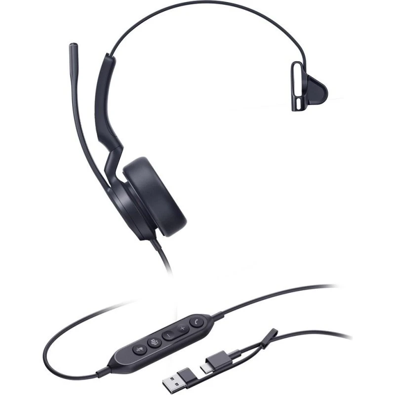 Yealink UH44 Mono USB-C/A Kablet Headset, Sort