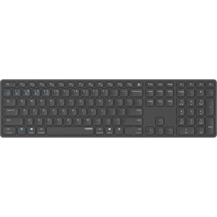 Rapoo E9800M Trådløst Tastatur, Mørkegrå, Nordisk