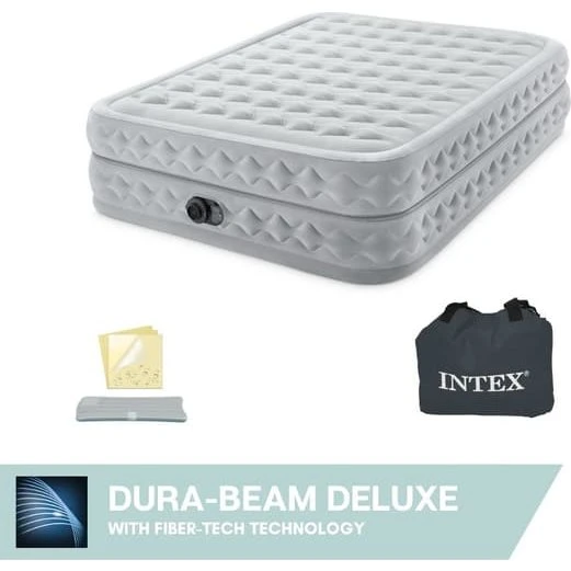 Intex Supreme Air-Flow Luftmadras 2-personer 152x203x51 cm Grå med pumpe