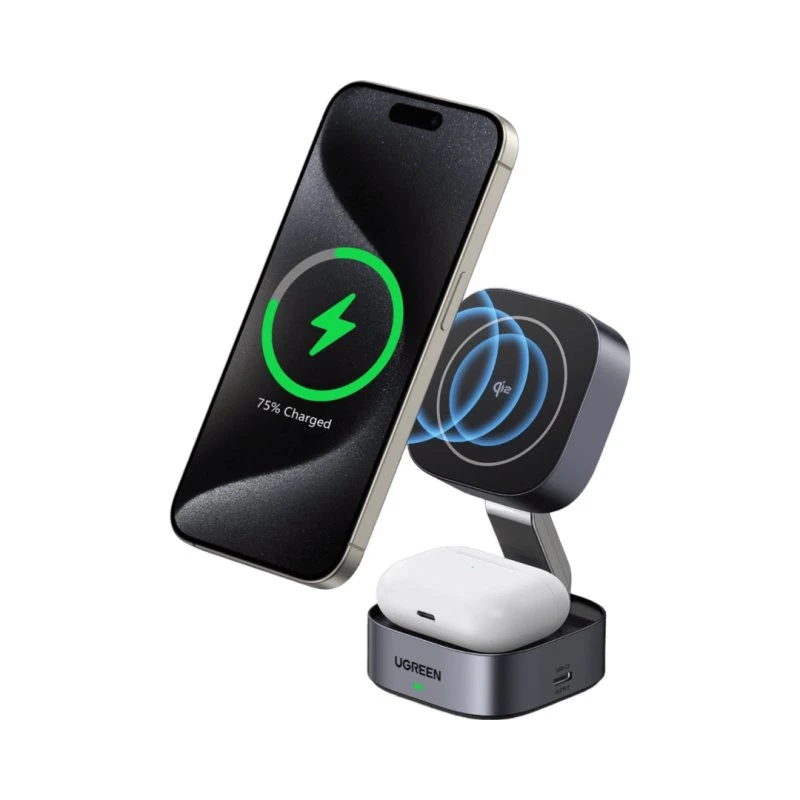 UGREEN 2-in-1 Qi2 Magnetisk Foldbar Oplader med USB-C