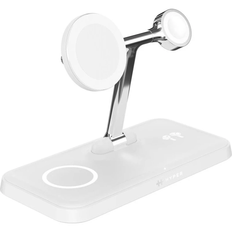 Targus HyperJuice Qi2 4-i-1, 15W trådløs opladningsstander, hvid