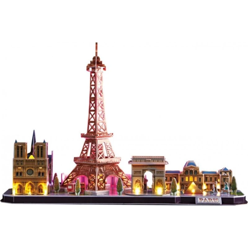 CubicFun 3D Puslespil Paris med LED, 115 brikker