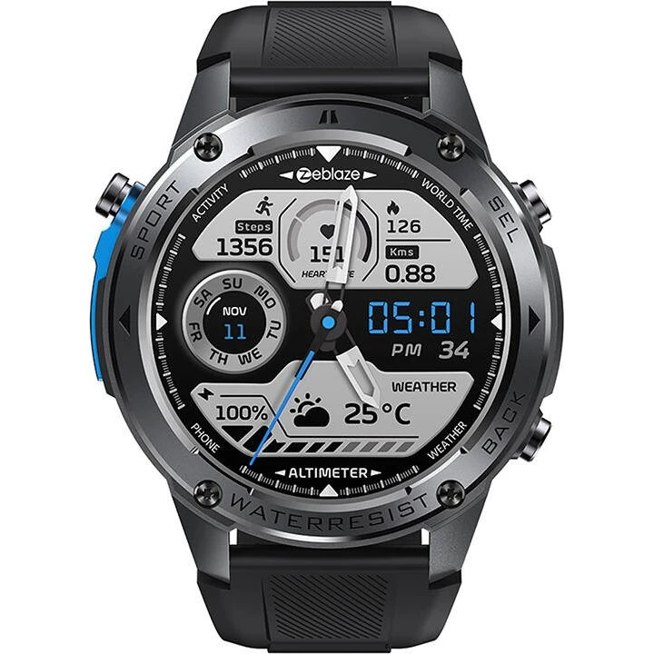 Zeblaze Stratos 2 Ultra Smartwatch, Sort, 1.43" AMOLED, GPS, 10 ATM
