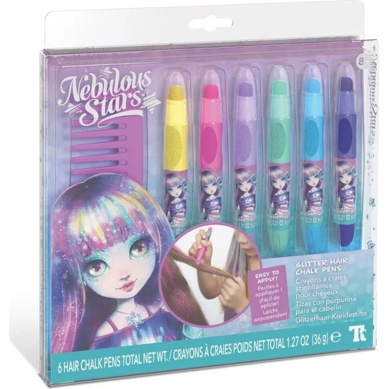 Nebulous Stars Glitter Hair Chalks – 6 farver, 7+ år