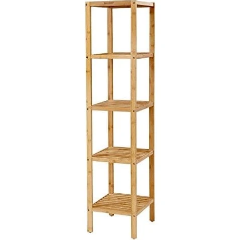 Songmics 5-lags bambus badeværelses-hylde, 33 x 33 x 146 cm