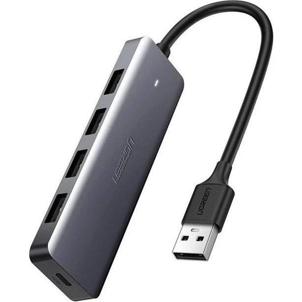 UGREEN USB-C 4-port USB 3.0 Hub med strøm, grå