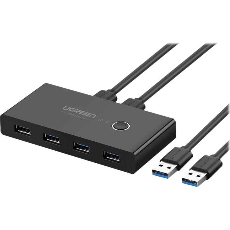 Ugreen USB 3.0 4-port delingsswitch, sort
