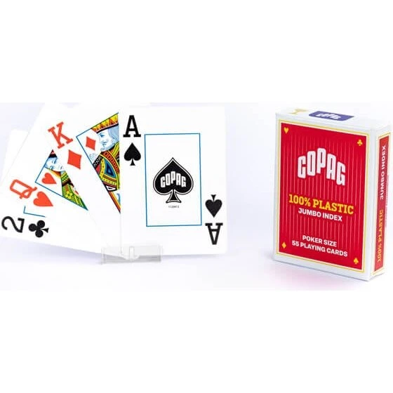 PKJ Pokerkort 100% plast – Rødt sæt med stor indeks