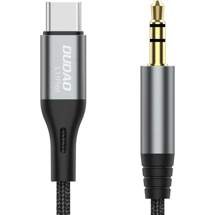 Dudao L11PROT 3,5 mm til USB-C lydkabel 1 m grå