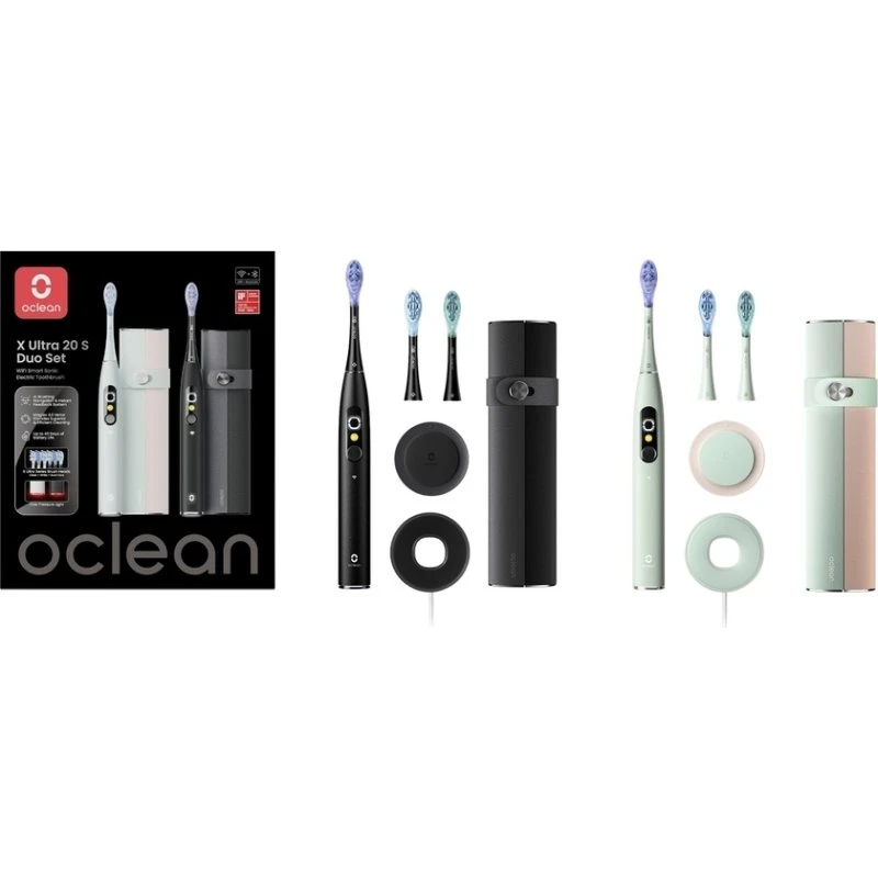 Oclean X Ultra 20 S WiFi-Smart Tandbørste Grøn/Sort (2 stk)