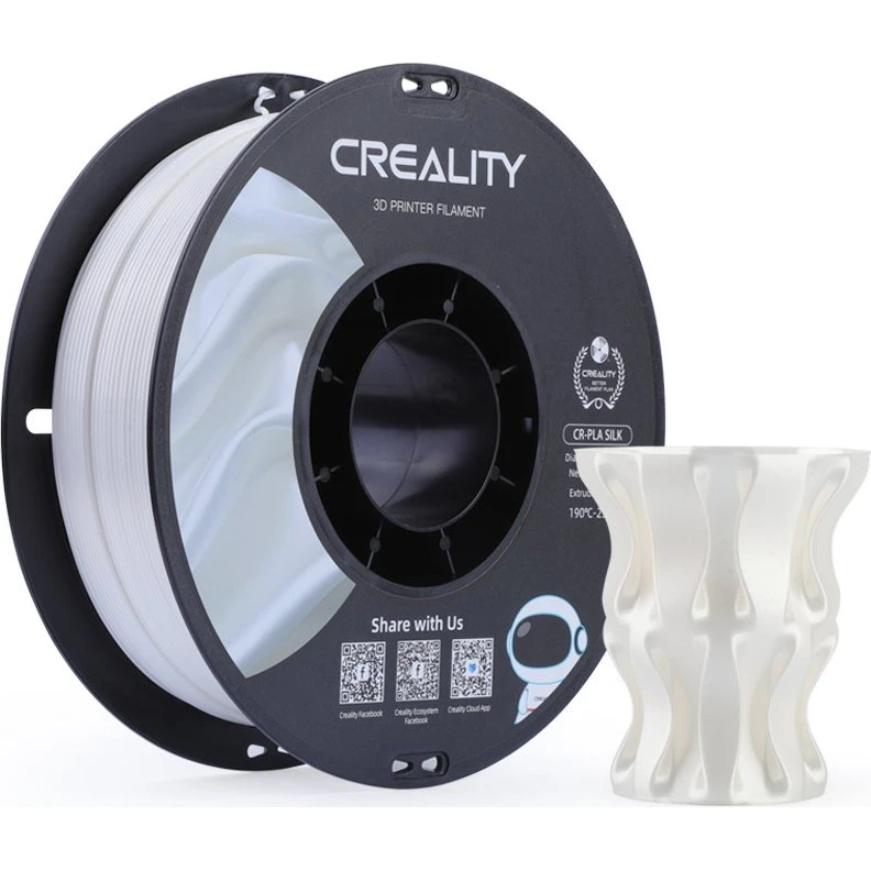 Creality CR-PLA Silke Filament, 1.75mm, 1kg, Hvid